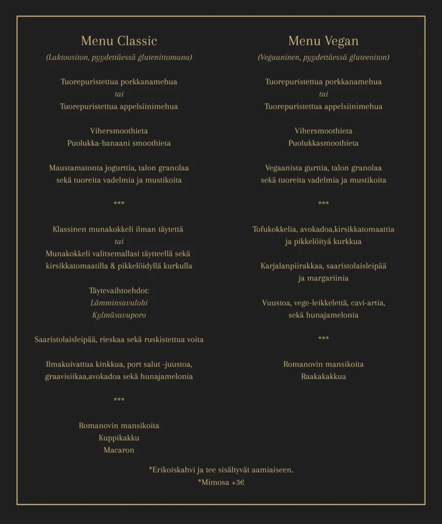 Aamiaismenu Rovaniemi