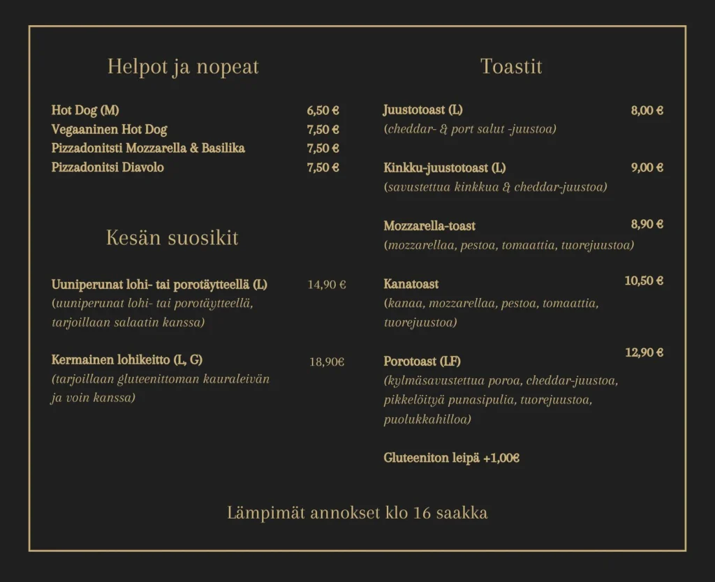 Kesämenu Loft Cafe